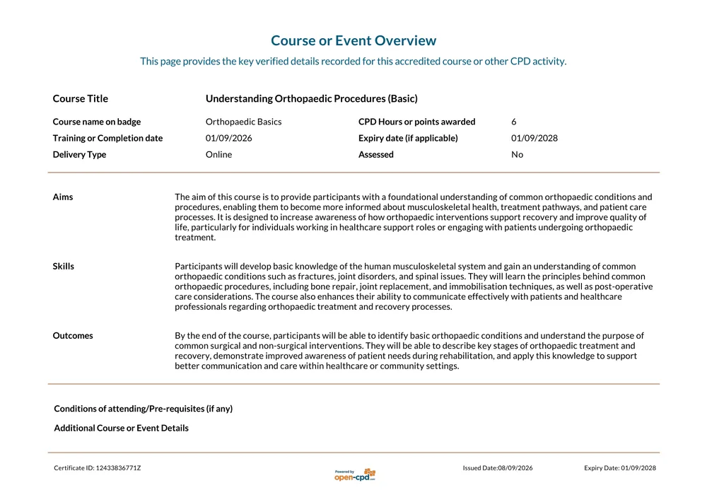 Course or Event Overview